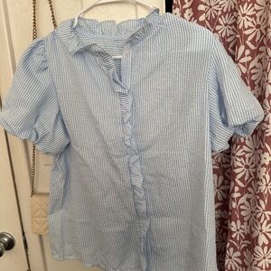 Classy ruffled button down blouse